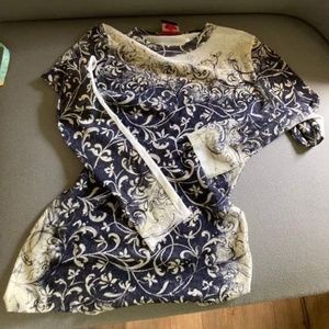 Jean Paul Gaultier Maille Classique Mesh Sheer Printed Long Sleeve Top Size M